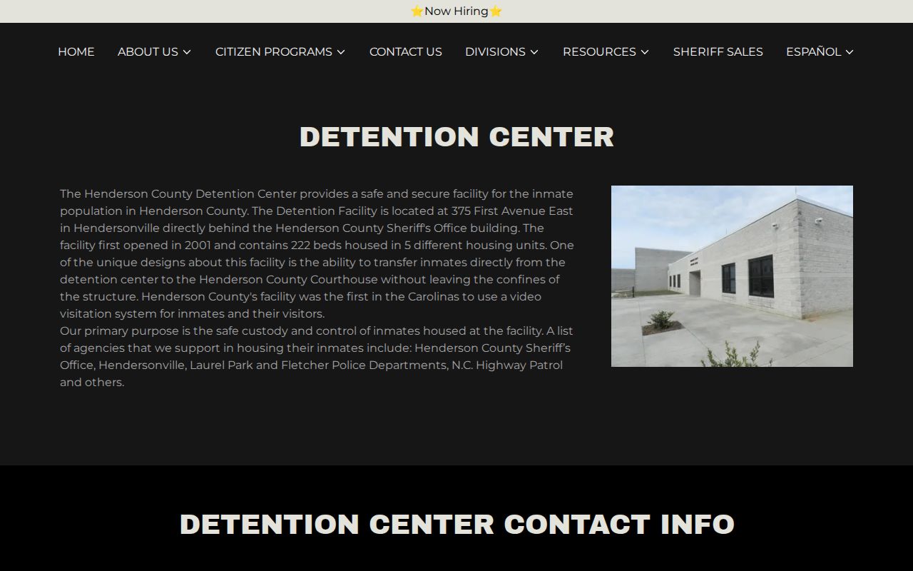 Henderson County Detention Center official inmate and arrest information page