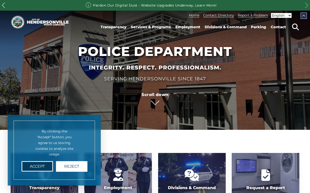 Hendersonville Police Department official arrest records and contact page