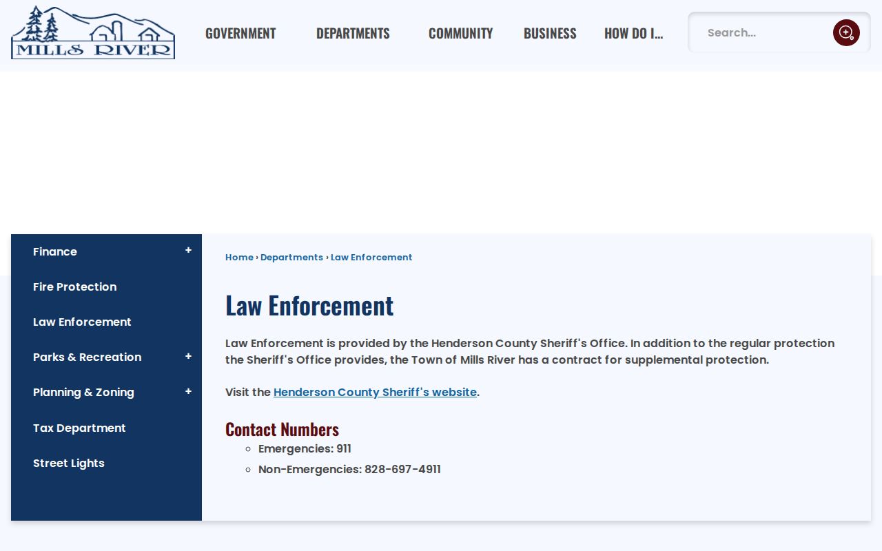 Mills River official sheriff law enforcement and arrest contact page